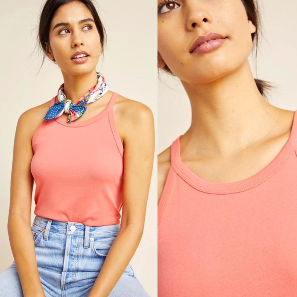 Anthropologie coral tank top, cotton, size S - Picture 2 of 9